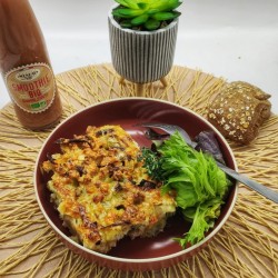Gratin de Crozets, fondue de poireaux, champignons et comté