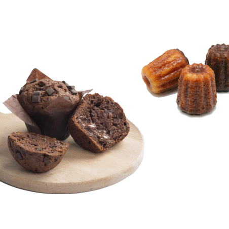 Box 20 gourmandises : duo de 10 muffins chocolat noisette et 10 canelés lunch