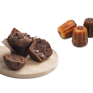 Box 20 gourmandises : duo de 10 muffins chocolat noisette et 10 canelés lunch