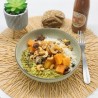 Curry aux Lentilles, carottes, noix de cajou, riz aux amandes, raisins