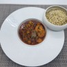 Quasi de veau confit façon osso bucco, mousseline de patate douce, boulgour, parmesan, jus corsé