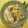 Pavé de saumon crème à l'oseille et gratin de choux fleurs et pomme de terre bechamel