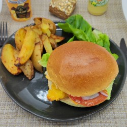 Burger farmer et potatoes maison