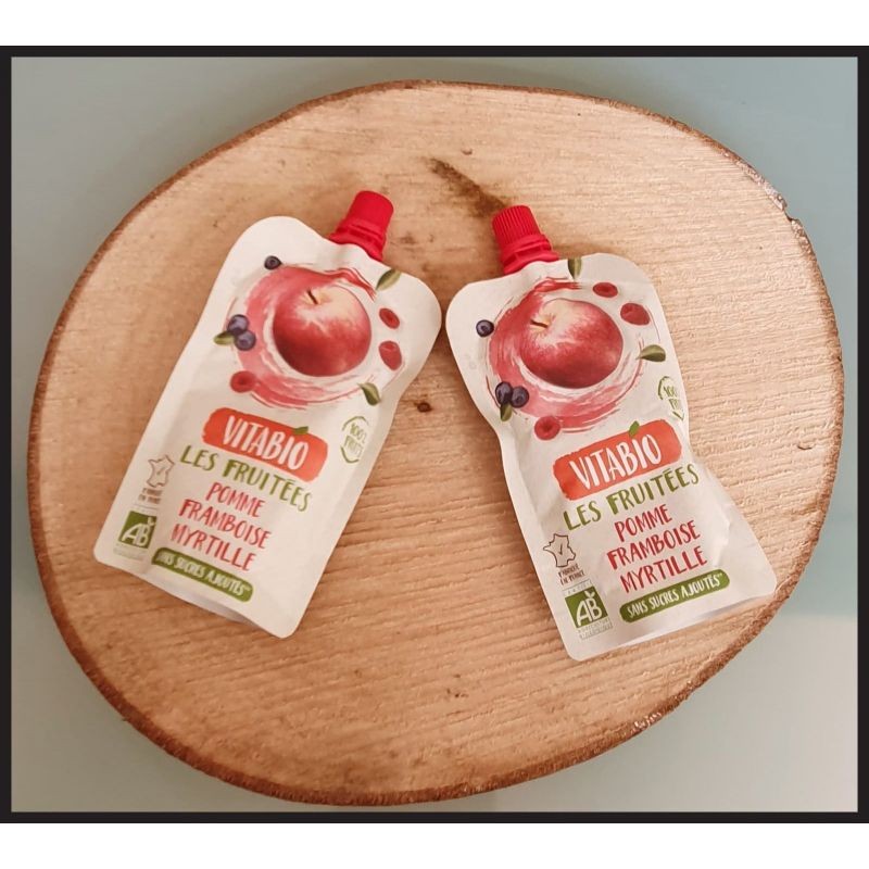 1x Compote en gourde pommes, framboise & myrtilles "Vitabio"