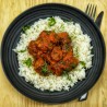 Rougail saucisse, coriandre, curcuma, gingembre et riz