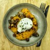 Winter Bowl : Purée de potimarron, butternut, pomme de terre noisettes champignons œuf poché