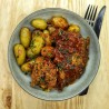 Pluma Iberique marinade maison Tex-Mex, pomme de terre grenaille, tomate gratinée*