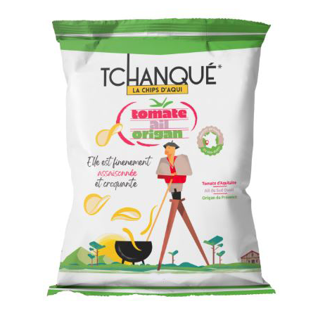 Paquet de chips "Tchanqué" tomate, ail, origan 45g