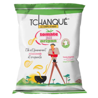 Paquet de chips "Tchanqué" tomate, ail, origan 45g