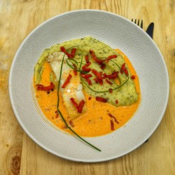 Cabillaud au chorizo et purée de courgettes et pomme de terre au Boursin