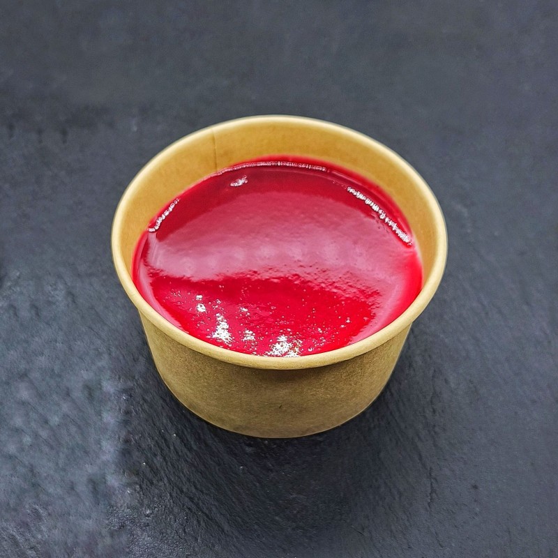 Panna cotta coco maison et coulis de fruits rouges